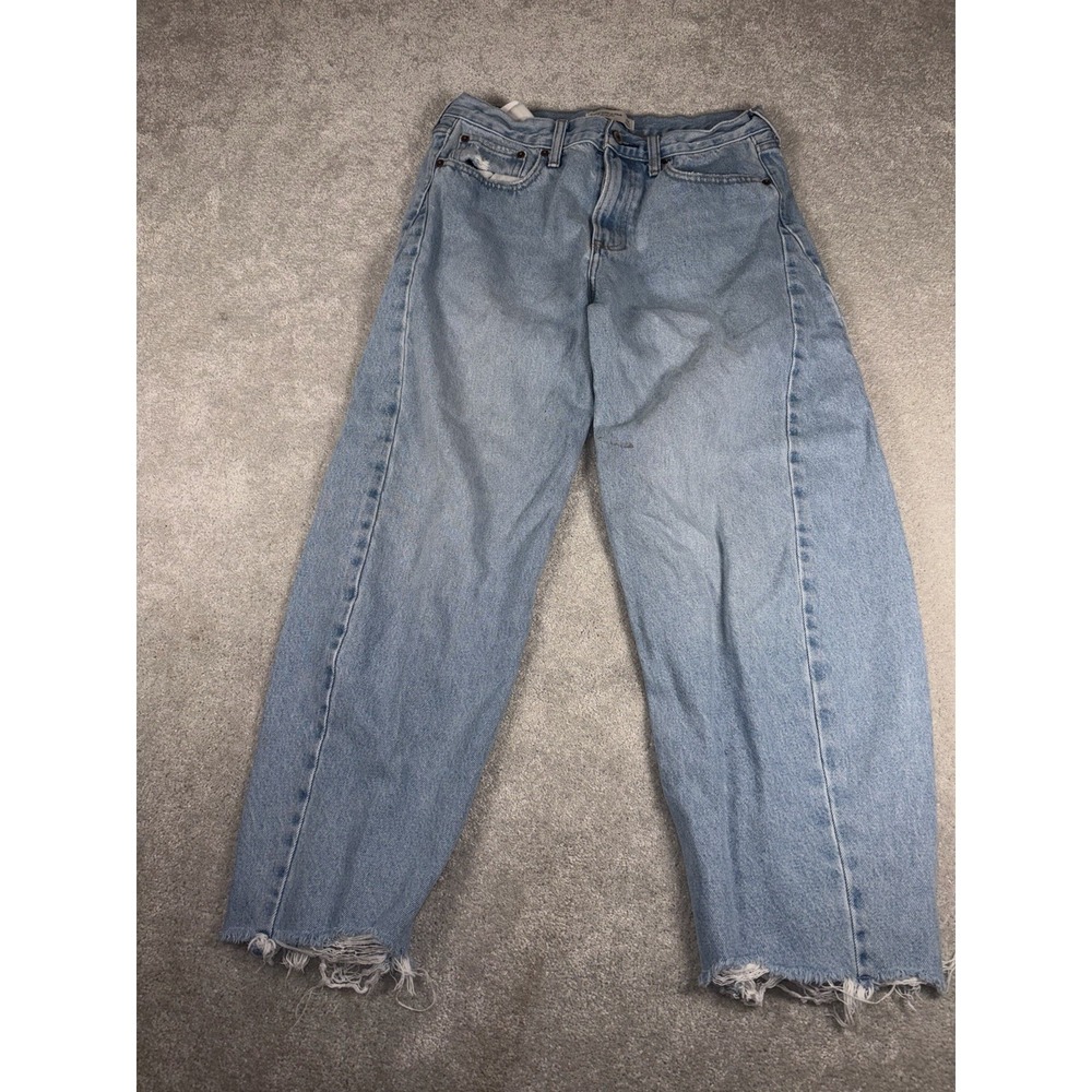 Abercrombie & Fitch The Barrel Jean Mid Rise Women's Size 28 Reg *spot On Leg - Picture 2 of 11